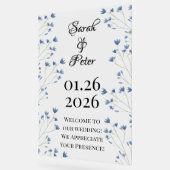 繊細なダークブルーのワイルドフラワーロマンチック結婚ズ アクリルサイン (傾斜)