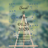 繊細なダークブルーのワイルドフラワーロマンチック結婚ズ アクリルサイン (ニュートラル)