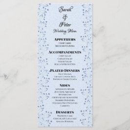 繊細なダークブルーのワイルドフラワーロマンチック結婚ズ メニュー