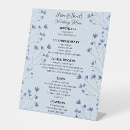 繊細なダークブルーのワイルドフラワーロマンチック結婚ズ 台座サイン