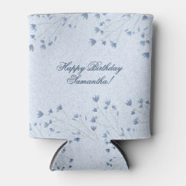 繊細なダークブルーの野生の花の誕生日パーティー 缶クーラー