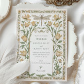 繊細なチューリップの新しい結婚式のトンボの花模様 招待状