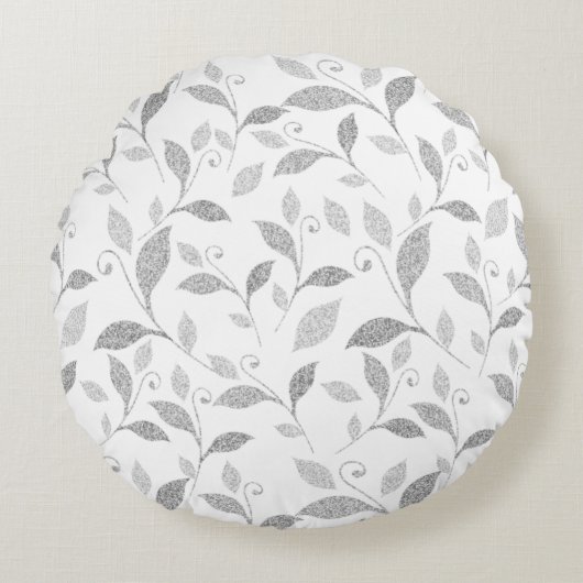 繊細なテクスチャグレーフローラ ラウンドクッション (正面)