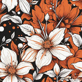 繊細なテラコッタと白い花カスタムの花 フリースブランケット