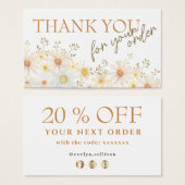 繊細なデイジー感謝してい割引カード (正面&裏面)