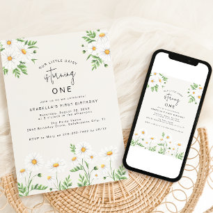 繊細なデイジー  子供の誕生日パーティの招待状 招待状