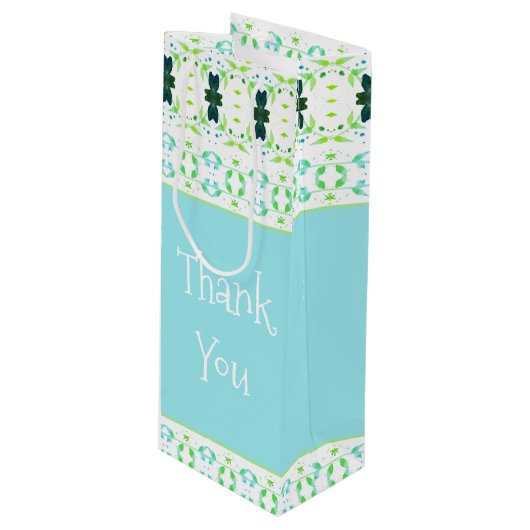 繊細なデザインプリント ワインギフトバッグ (正面アングル)