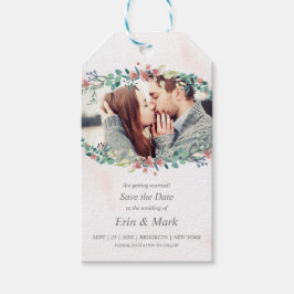 繊細なトーンのワイルドフラワーと枝 ギフトタグ