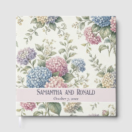 繊細なハイドレンジアの花のウェディング ゲストブック
