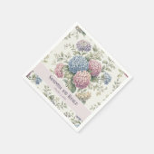 繊細なハイドレンジアの花のウェディング スタンダードカクテルナプキン (角)