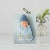 繊細なハローフォイル誕生の発表はがき 箔シーズンポストカード (立ち正面)