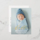 繊細なハローフォイル誕生の発表はがき 箔シーズンポストカード (正面/裏面)