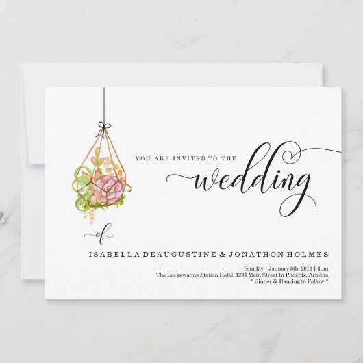 繊細なハンギングテラリウムのウェディング招待状 招待状 (正面)