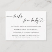繊細なハートスクリプトブック 赤ちゃんのシャワー ホワイト エンクロージャーカード (正面)