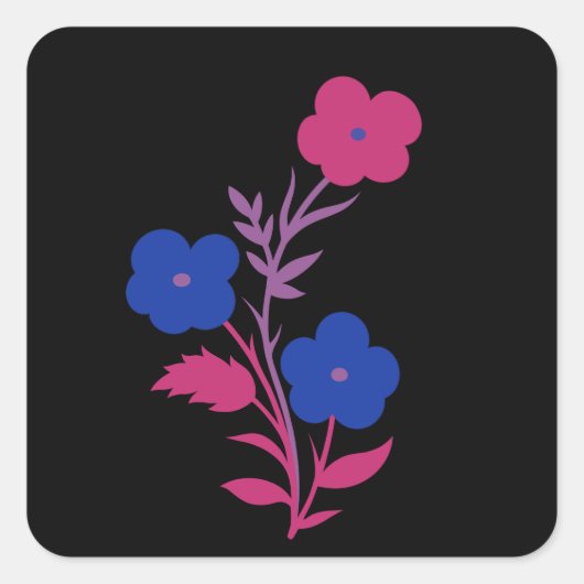 繊細なバイセクシャルのフラッグの花 スクエアシール (正面)