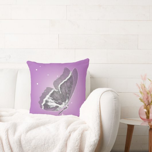 繊細なバタフライイン薄紫スクエア装飾用クッション クッション (ソファ)