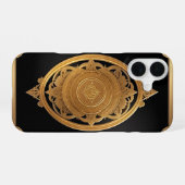 繊細なバラのゴールド装飾パターン iPhone 16ケース (裏面横)