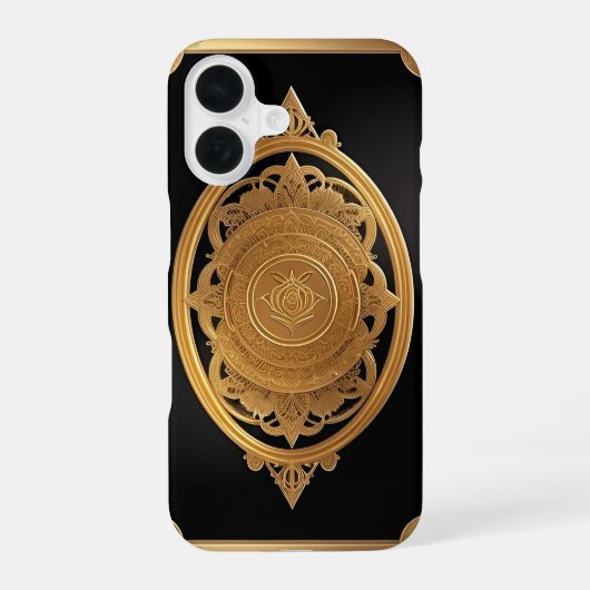 繊細なバラのゴールド装飾パターン iPhone 16ケース (裏面)