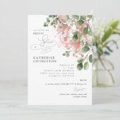 繊細なバラの花のエレガントなブライダルシャワー 招待状 (スタンド正面)