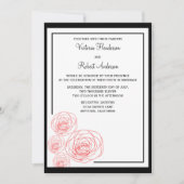 繊細なバラ結婚式招待状、黒と赤 招待状 (正面)