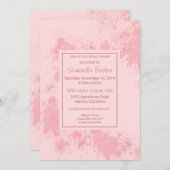 繊細なバラ色のペイントスプラッターブライダルシャワー 招待状 (正面/裏面)