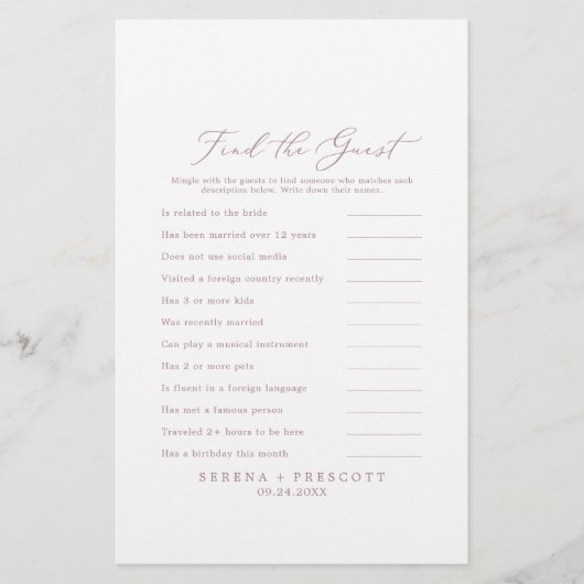 繊細なバラ金ゴールドゲストの結婚ゲームを見つける チラシ (正面)