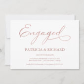 繊細なバラ金ゴールドスクリプト婚約パーティ 招待状 (正面)