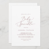 繊細なバラ金ゴールド書道ベビー散水 招待状 (正面/裏面)