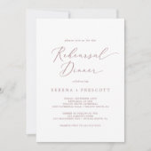 繊細なバラ金ゴールド書道リハーサルディナー 招待状 (正面)