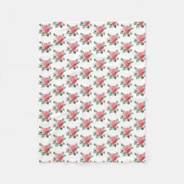 繊細なバラ フリースブランケット