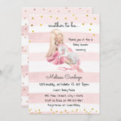 繊細なバレリーナとユニコーンのベビーシャワー  招待状 (正面/裏面)