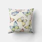 繊細なパステルカラーの蝶の水彩模様 クッション (裏面)