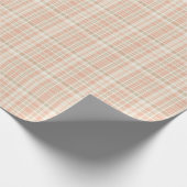 繊細なパステルピンクとタン色の格子模様 ラッピングペーパー (角)