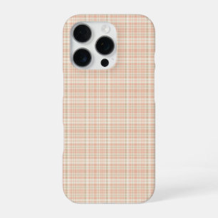 繊細なパステルピンクとタン色の格子模様 iPhone 16 PROケース