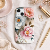 繊細なパステルフラワー iPhone 15ケース