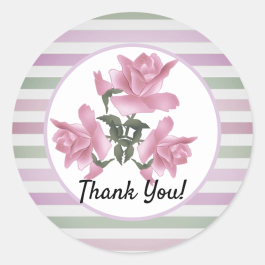 繊細なパタストライプのーンクラシックラウンドステッカーpap ラウンドシール (正面)