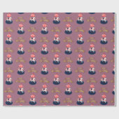 繊細なパターン回転木馬馬。ピンクとベージュ ラッピングペーパー (フラット)