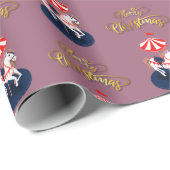 繊細なパターン回転木馬馬。ピンクとベージュ ラッピングペーパー (ロールコーナー)