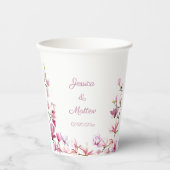 繊細なパーソナライズされたピンクマグノリア紙カップ 紙コップ (正面)