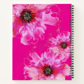 繊細なパーソナライズされた花を持つホットピンク ノートブック (裏面)