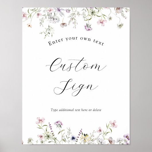 繊細なパープルの野生の花 カスタムテキストサイン ポスター (正面)