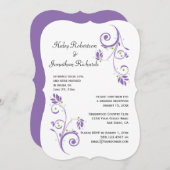 繊細なパープルグリーンの花の渦 受付のみ 招待状 (正面/裏面)