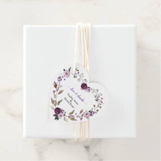 繊細なパープルピンクの芍薬の花のウェディング フェイバータグ (インサイチュ)