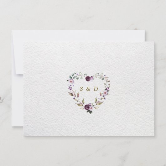 繊細なパープルピンクの芍薬の花 ゴールドの結婚式 セーブザデート (裏面)