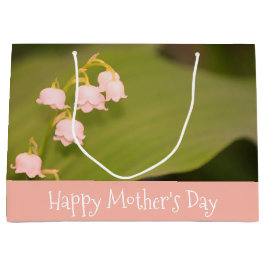 繊細なピンクとオリーブグリーン ラージペーパーバッグ