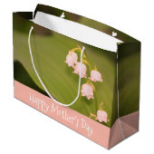 繊細なピンクとオリーブグリーン ラージペーパーバッグ (裏面アングル)