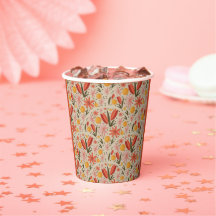 繊細なピンクとオレンジのフローラ