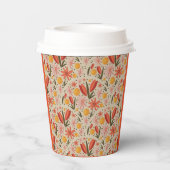 繊細なピンクとオレンジのフローラ 紙コップ (裏面)