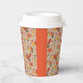 繊細なピンクとオレンジのフローラ 紙コップ (右)