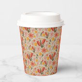 繊細なピンクとオレンジのフローラ 紙コップ (正面)